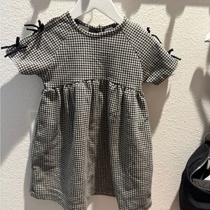 Classic Black and White Checkered Kids Dress Zara